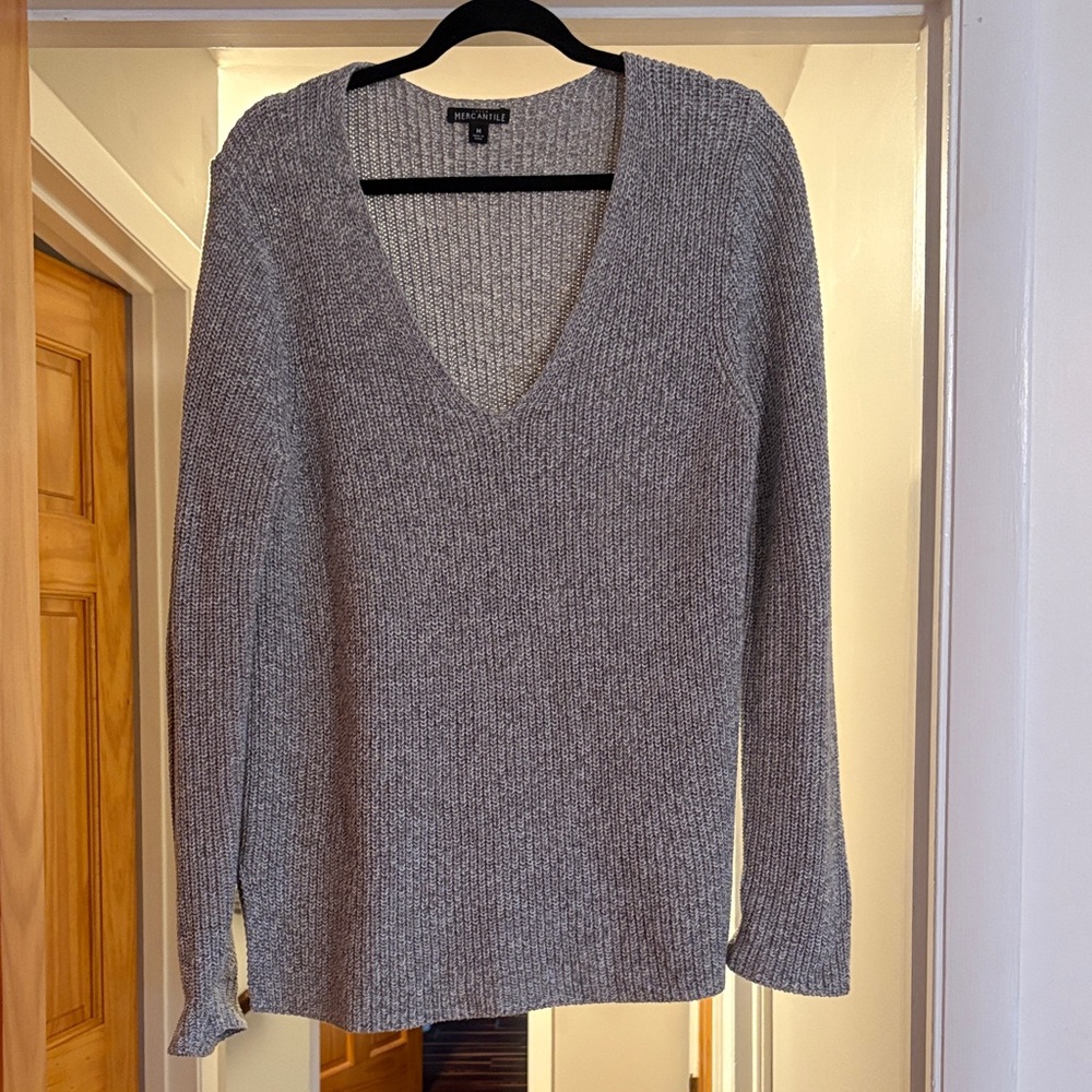 J. Crew Women's V-Neck Sweater in Gray